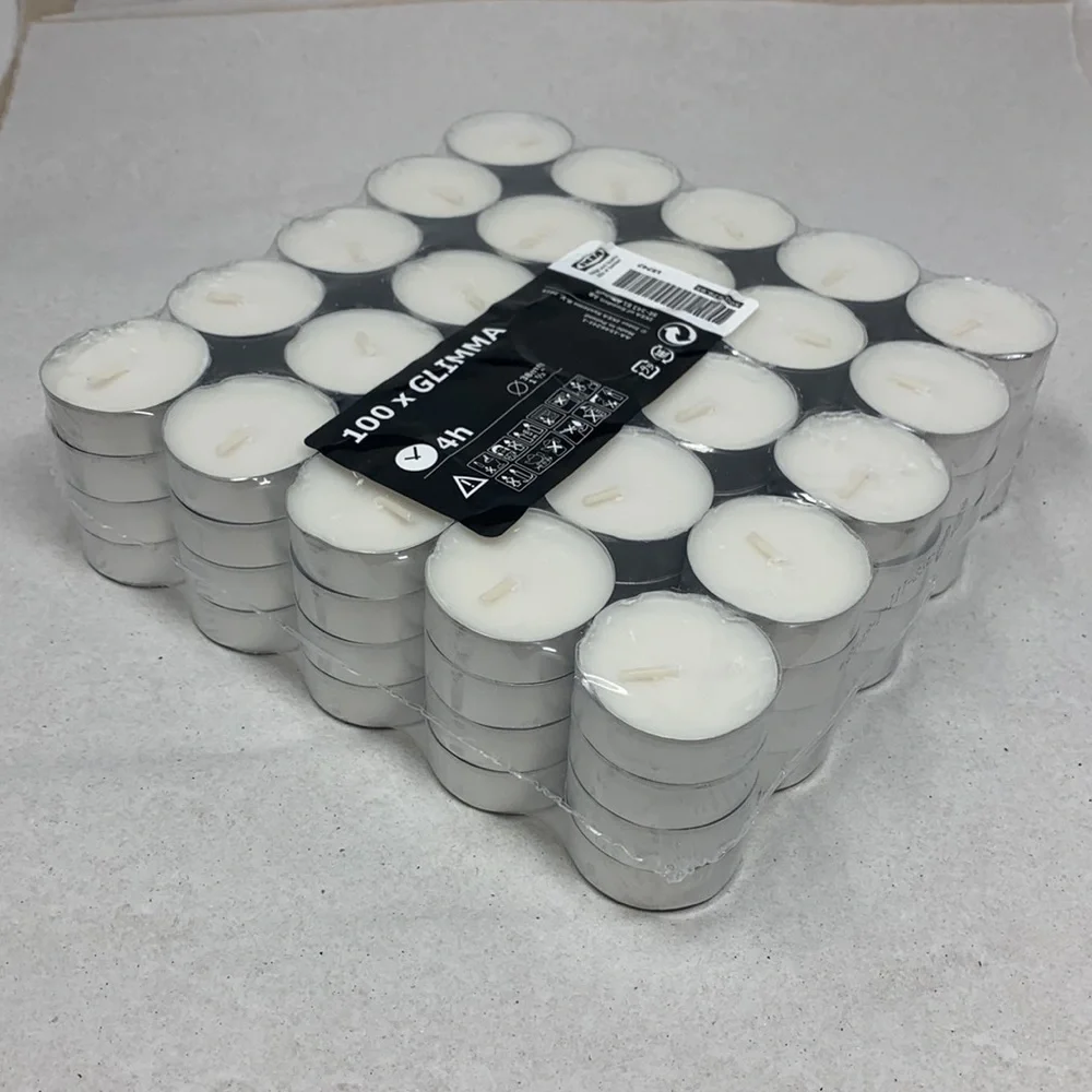 100 piece GLIMMA Unscented tealights 4hr Ikea Sweden